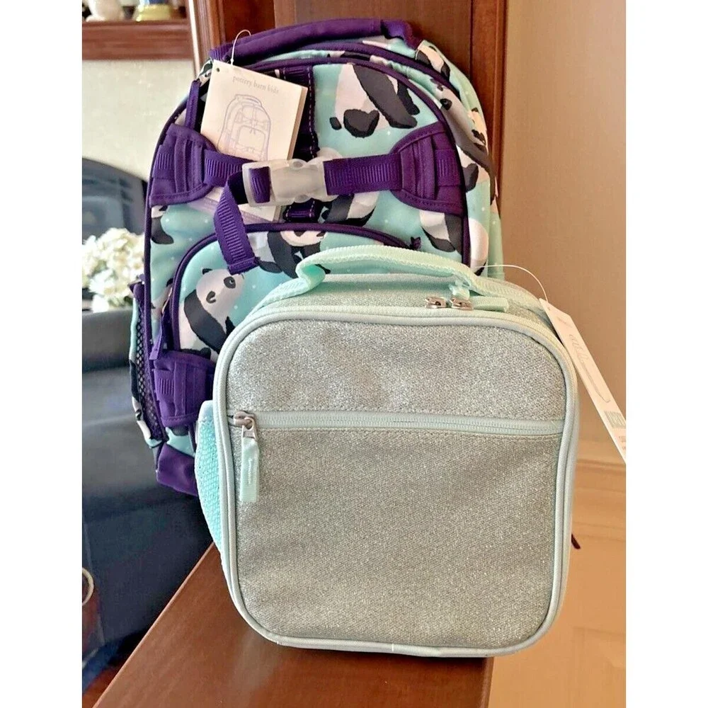 School Pottery barn BACKPACK LUNCH SET Travel Bag Panda girl Birthday gift🌈